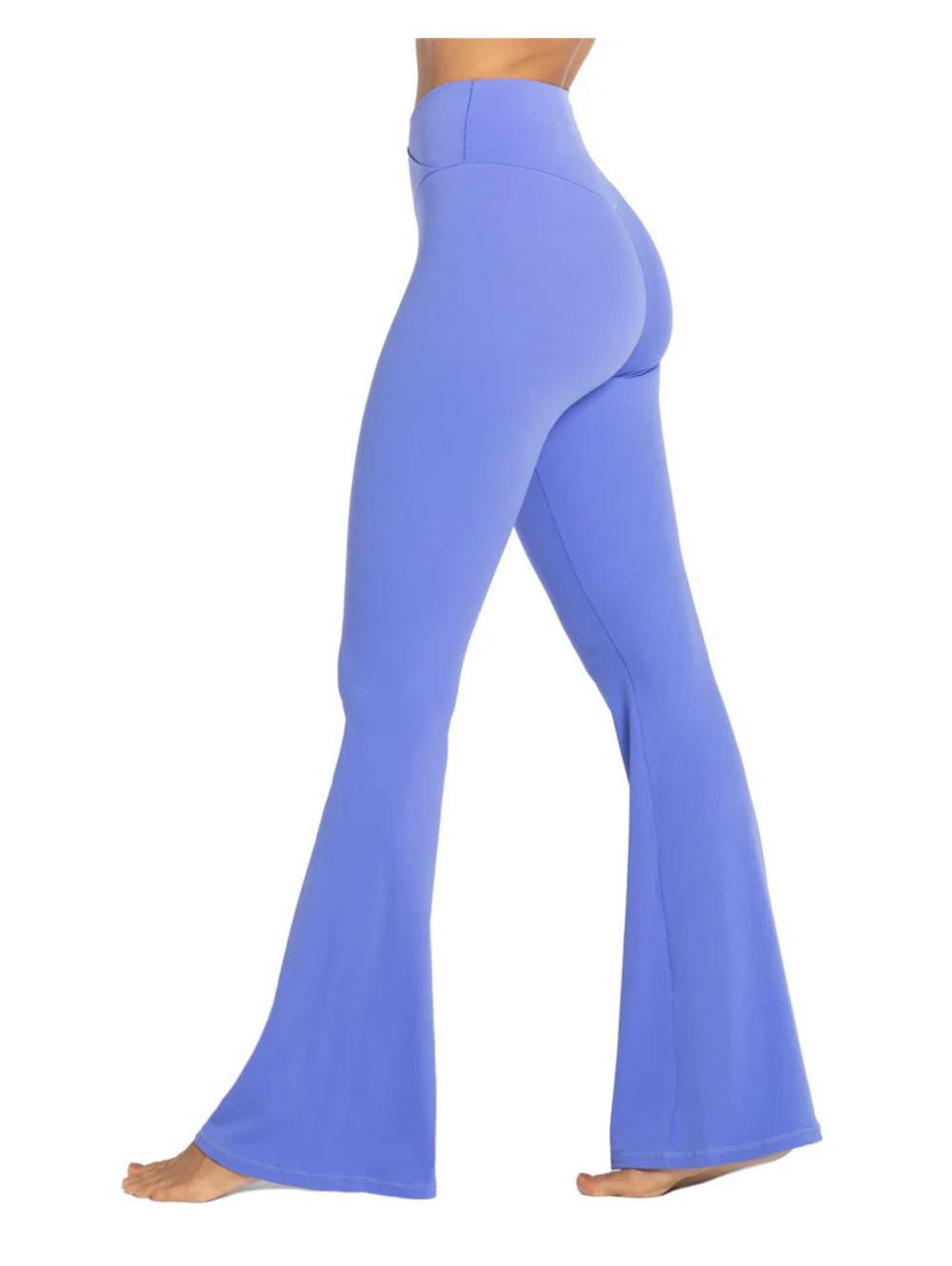 Sunzel Women’s Large Periwinkle Blue Crossover Flare High-Waisted Yoga Pants
